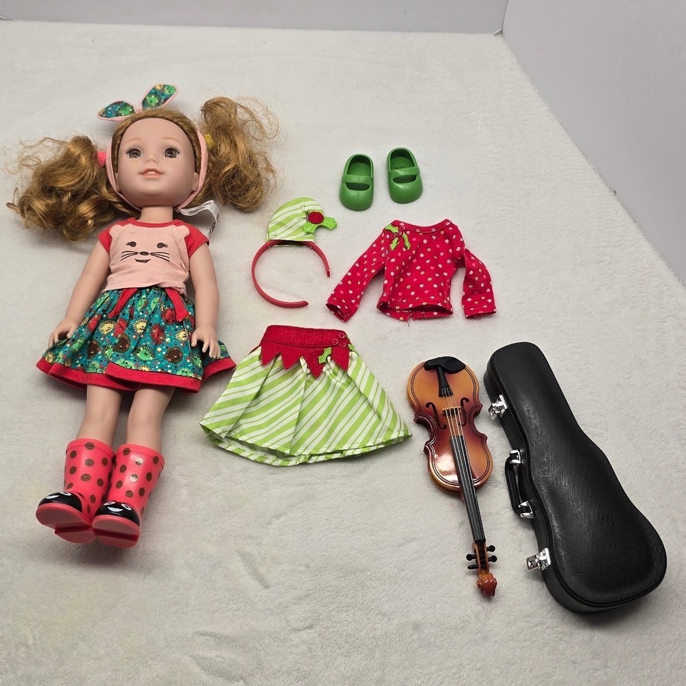 American Girl WellieWishers Willa Doll Bundle Violin Case Outfits